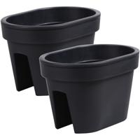 Balkon plantenpot/bloempot - 2x - antraciet - 40 x 27 x 25 cm - 12 liter - kunststof