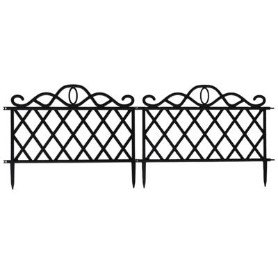 Tuinhekjes/borderranden - 12x stuks - kunststof - 720 cm - zwart - tuinafscheiding - 48 x 36 cm