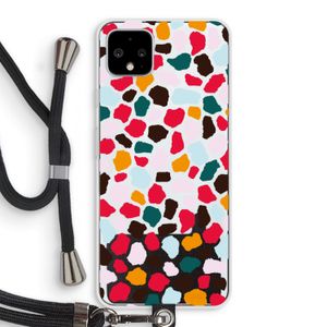 Colored Giraffe: Pixel 4 XL Transparant Hoesje met koord