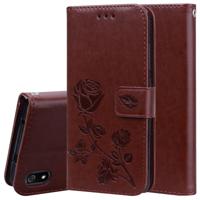 Rose reliëf horizontale Flip PU lederen draagtas met houder & kaartsleuven & portemonnee voor Xiaomi Redmi 7A (bruin)