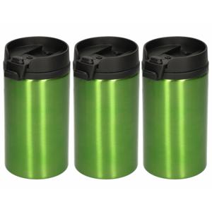 Reisbeker - 10x - 300 ml - groen - thermosbeker - 15 x 7 cm - RVS