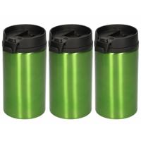 Reisbeker - 10x - 300 ml - groen - thermosbeker - 15 x 7 cm - RVS - thumbnail