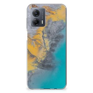 Motorola Moto G53 TPU Siliconen Hoesje Marble Blue Gold