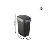 Rotho twist afvalbak 10l zwart