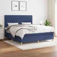 Boxspring met matras stof blauw 180x200 cm
