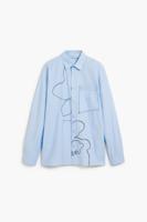 Geborduurde gestikte blouse - BLUE - L