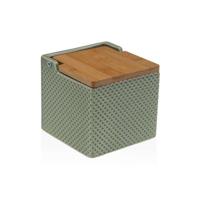 Zoutvaatje met deksel Versa Groen Keramisch Bamboe Dolomite 11 x 11 x 11 cm