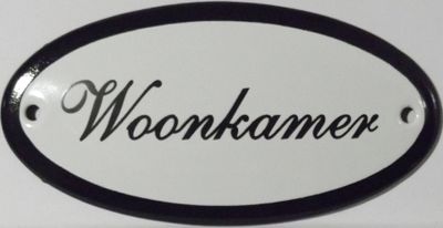 Emaille deurbordje ovaal woonkamer