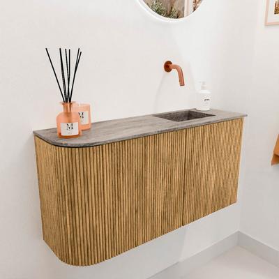 Toiletmeubel Mondiaz Joya Dlux | 81.6 cm | Meubelkleur Oak | Faye wastafel Oza Wasbak Rechts | Zonder kraangat(en)