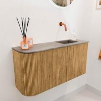 Toiletmeubel Mondiaz Joya Dlux | 81.6 cm | Meubelkleur Oak | Faye wastafel Oza Wasbak Rechts | Zonder kraangat(en)
