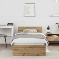 Bedframe artisanaal eikenkleurig 90 x 200 cm Bewerkt hout