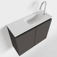 Toiletmeubel Mondiaz Ture | 60 cm | Meubelkleur Dark grey | Eden wastafel Talc Rechts | 1 kraangat