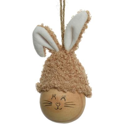 Decoris Paasei - 12 cm - bruin - kunststof - paashaas - paasversiering - pasen