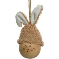 Decoris Paasei - 12 cm - bruin - kunststof - paashaas - paasversiering - pasen