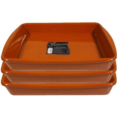 Concorde tapas ovenschaal - Set van 3x stuks - terracotta - rechthoekig - 4 liter - 32 x 23 x 5 cm