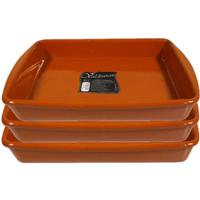 Concorde tapas ovenschaal - Set van 3x stuks - terracotta - rechthoekig - 4 liter - 32 x 23 x 5 cm