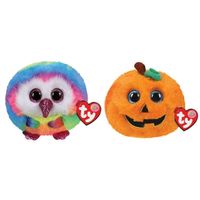 Ty - Knuffel - Teeny Puffies - Owel Owl & Halloween Pumpkin