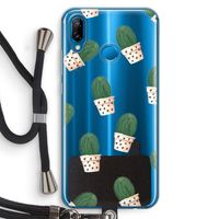 Cactusprint roze: Huawei P20 Lite Transparant Hoesje met koord