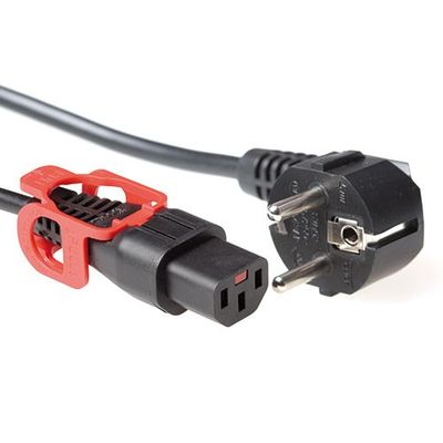 ACT AK5150 230V Stroomkabel CEE7/7 Male (Haaks)/C13 IEC Lock+ Zwart - 1 meter