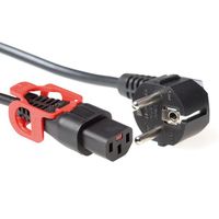 ACT AK5150 230V Stroomkabel CEE7/7 Male (Haaks)/C13 IEC Lock+ Zwart - 1 meter