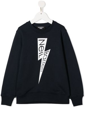 Neil Barrett Kids sweat à logo imprimé - Bleu