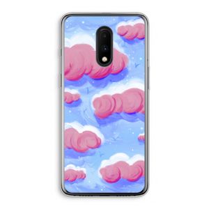 Roze wolken met vogels: OnePlus 7 Transparant Hoesje