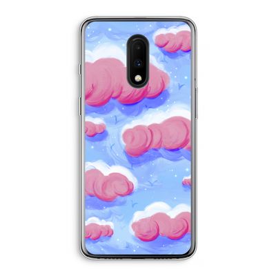 Roze wolken met vogels: OnePlus 7 Transparant Hoesje