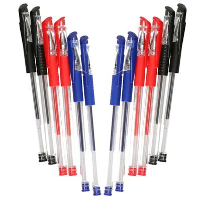 DID Gelpennen - 12x stuks - blauw/rood/zwart - met dop - kantoor/school