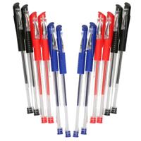 DID Gelpennen - 12x stuks - blauw/rood/zwart - met dop - kantoor/school