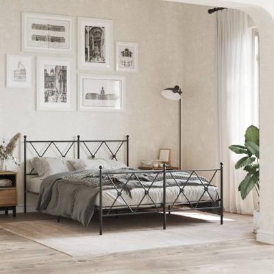Bedframe met hoofd- en voeteneinde metaal zwart 140x190 cm