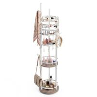 Sieradenstandaard 360° Draaibare Sieradenhouder voor Oorbellen en Kettingen met 3 Legplanken Vrijstaande Sieradenhanger-Grijs