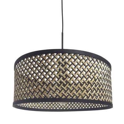 Steinhauer HanglampSparkled Light zwart met bamboe kap Ø 50cm - 3753ZW