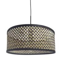 Steinhauer HanglampSparkled Light zwart met bamboe kap Ø 50cm - 3753ZW