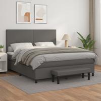 Boxspring met matras kunstleer grijs 180x200 cm