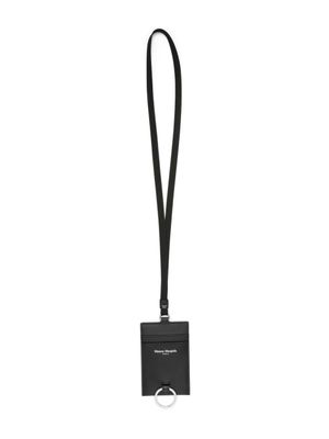 Maison Margiela porte-cartes en cuir à logo imprimé - Noir