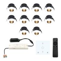 Set van 10 Betty LED Mini Inbouwspots met Trafo en Muurdimmer - 12 Volt 3 Watt 140 lumen - Dimbaar - Plat 37mm - 2700K - IP44 waterdicht - Wit
