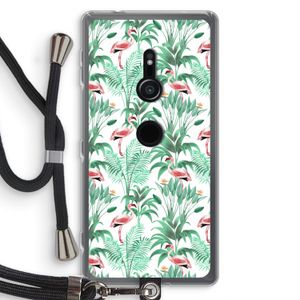 Flamingo bladeren: Sony Xperia XZ2 Transparant Hoesje met koord