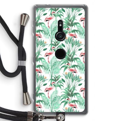 Flamingo bladeren: Sony Xperia XZ2 Transparant Hoesje met koord