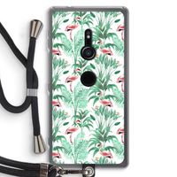 Flamingo bladeren: Sony Xperia XZ2 Transparant Hoesje met koord