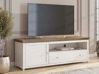 TV-meubel EVOCO 1 deur en 1 lade wit/ribbec eik - thumbnail