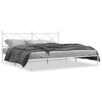 Bedframe met hoofdbord metaal wit 200x200 cm