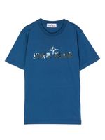 Stone Island Junior t-shirt à logo imprimé - Bleu