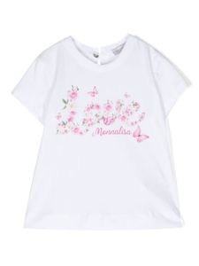 Monnalisa t-shirt St. Love à rose imprimée - Blanc