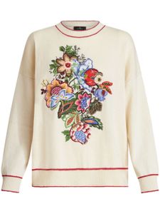 ETRO pull en cachemire à fleurs brodées - Tons neutres