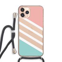 Strepen pastel: iPhone 11 Pro Transparant Hoesje met koord