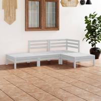 4-delige Loungeset massief grenenhout wit