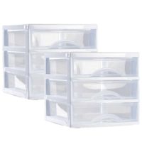 Ladeblokje/bureau organizer 2x lades - wit/transparant - L18 x B21 x H17 cm - plastic