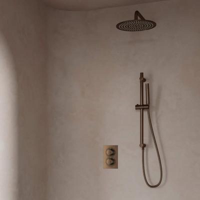 Regendouche set SaniClear Antique | Inbouw | 30 cm | Thermostaatkraan | Rond | Verouderd messing