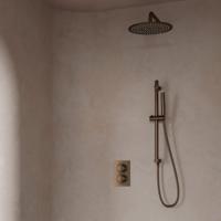 Regendouche set SaniClear Antique | Inbouw | 30 cm | Thermostaatkraan | Rond | Verouderd messing