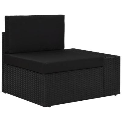 Hoekbank met linkerarmleuning sectioneel poly rattan zwart